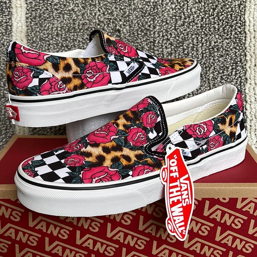 Vans Classic Slip-On Rose/Animal Check True White Multi WMNS - Picture 9 of 16